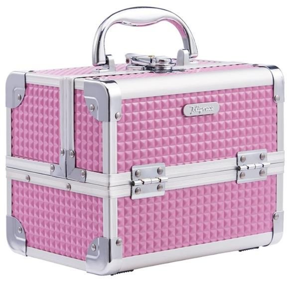 Makeup Train Case Portable Cosmetic Box Jewelry Organizer Lockable with Keys - Picture 1 of 6